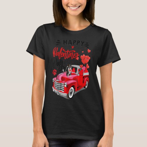 Boston Terrier Red Truck Valentines Day Funny Dog T_Shirt