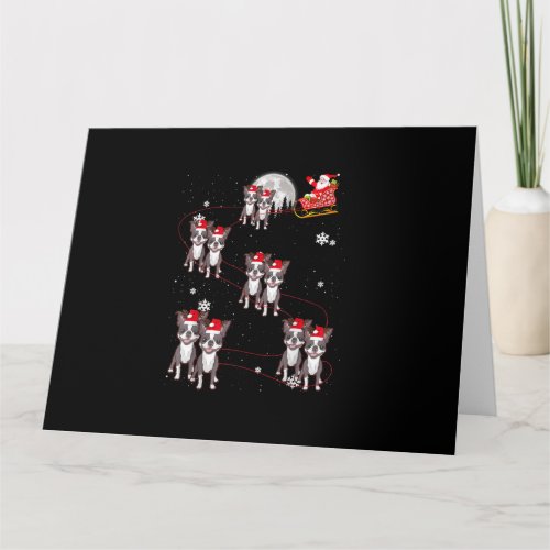 Boston Terrier Reindeer Santa Xmas Gift For Dog Card