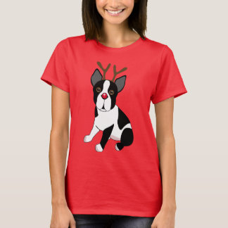 Boston Terrier Reindeer T-Shirt