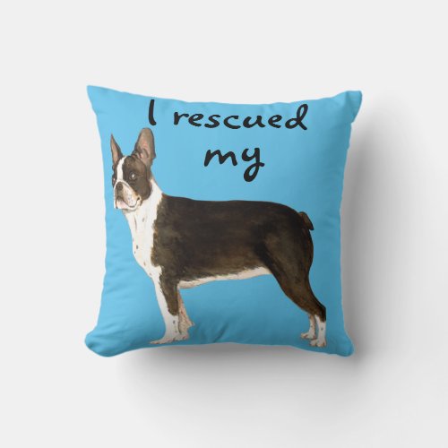 Boston Terrier Rescue Throw Pillow