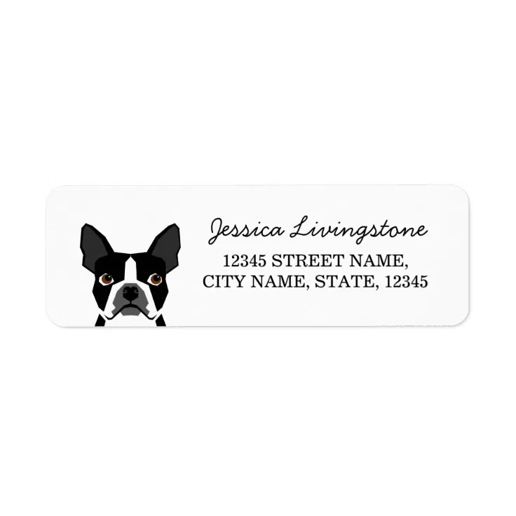 Paw Prints BOSTON TERRIER ADDRESS Labels Cute Dog Boston Terrier 