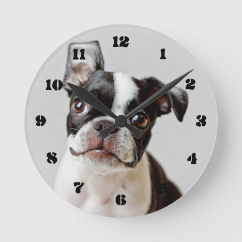Boston Terrier Round Clock