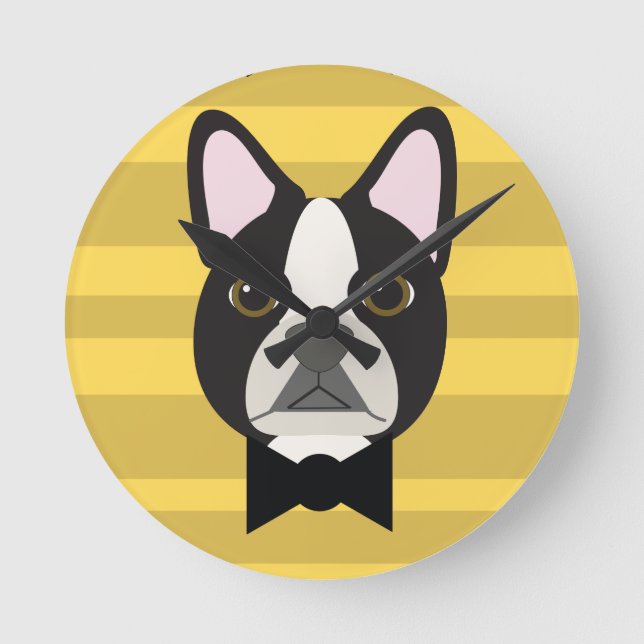 Boston Terrier Round Clock (Front)