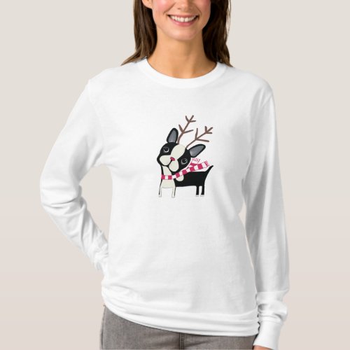 Boston Terrier Rudolph The Reindeer Flowy Shirt