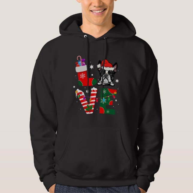 Boston Terrier  Santa Claus Christmas Dogs Pajamas Hoodie (Front)