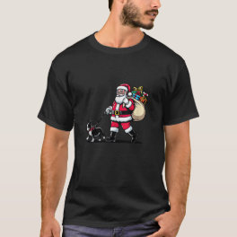 Boston Terrier Santa Claus Funny Dog Christmas Tan T-Shirt