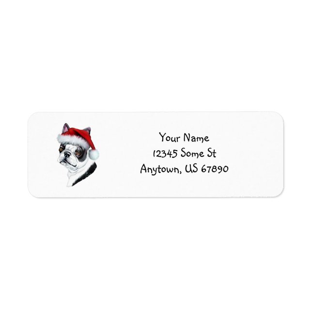 Boston Terrier Santa Hat ChristmasLabels Label (Front)
