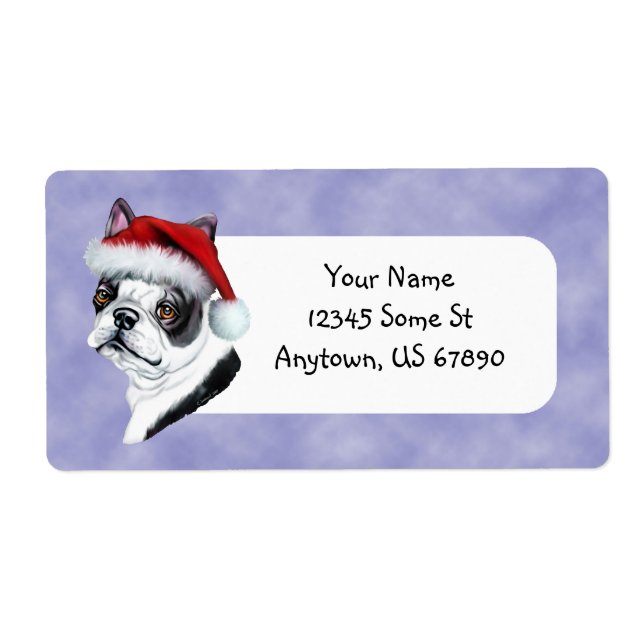 Boston Terrier Santa Hat ChristmasLabels Label (Front)