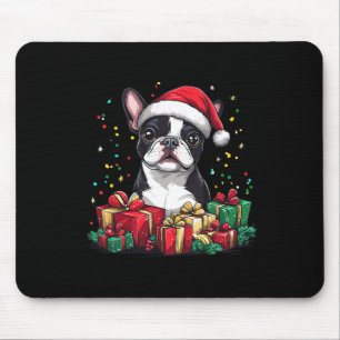 Boston Terrier Santa Hat Funny Christmas Bostie Do Mouse Pad