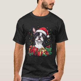 Boston Terrier Santa Hat Funny Christmas Bostie Do T-Shirt