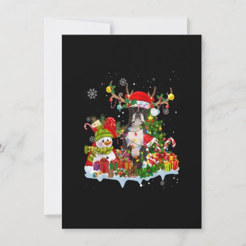 Boston Terrier Santa Hat Reindeer Christmas Lights Invitation