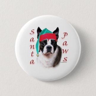 Boston Terrier Santa Paws Pinback Button
