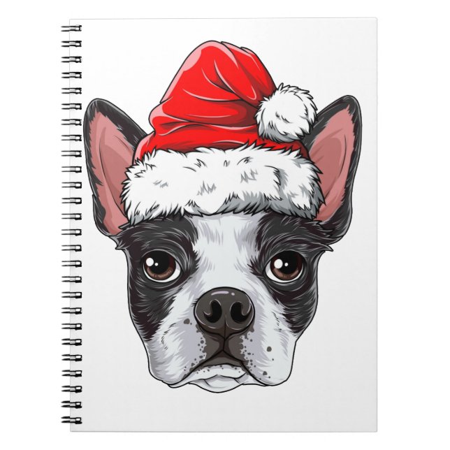 Boston Terrier Santa T Shirt Christmas Kids Boys Notebook (Front)