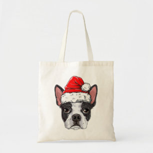 Boston Terrier Santa T Shirt Christmas Kids Boys Tote Bag