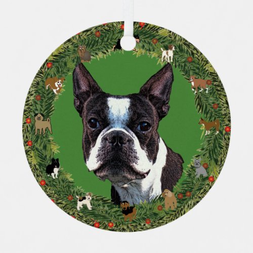 Boston Terrier Shadow 2 Christmas Metal Ornament