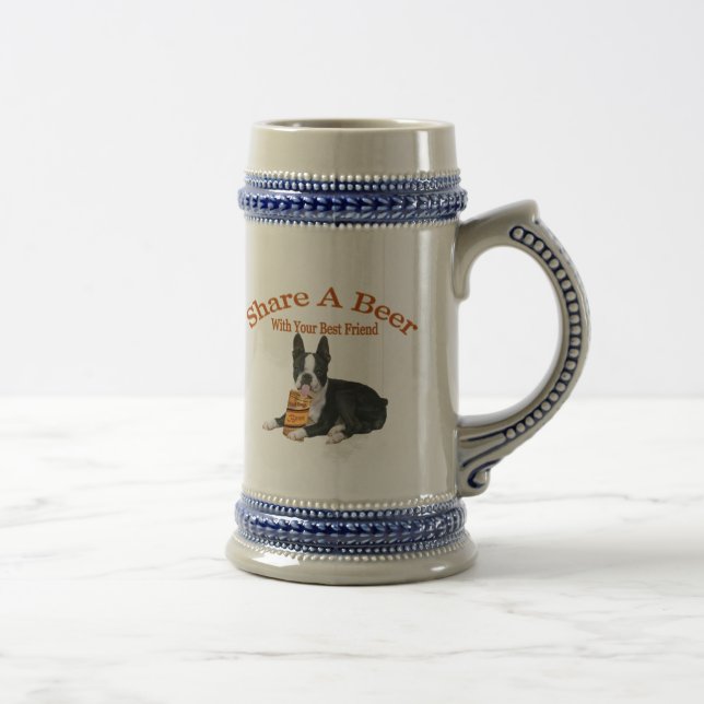 Boston Terrier Share A Beer Gifts Beer Stein (Right)