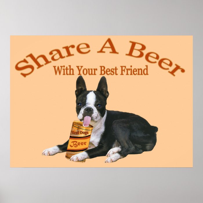 Boston Terrier Shares A Beer Print