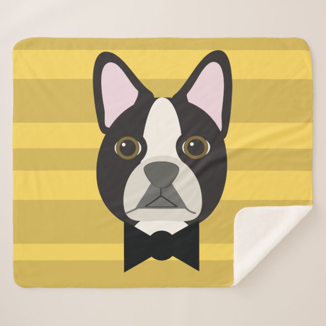 Boston Terrier Sherpa Blanket (Front (Horizontal))