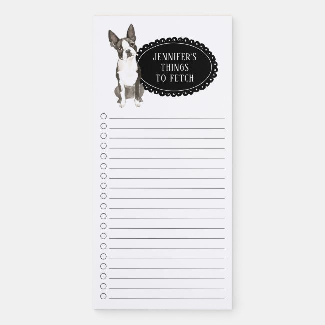 Boston Terrier Shopping List  Magnetic Notepad