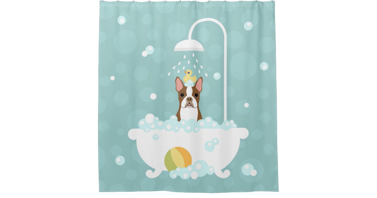 Boston Terrier Shower Curtain Zazzle