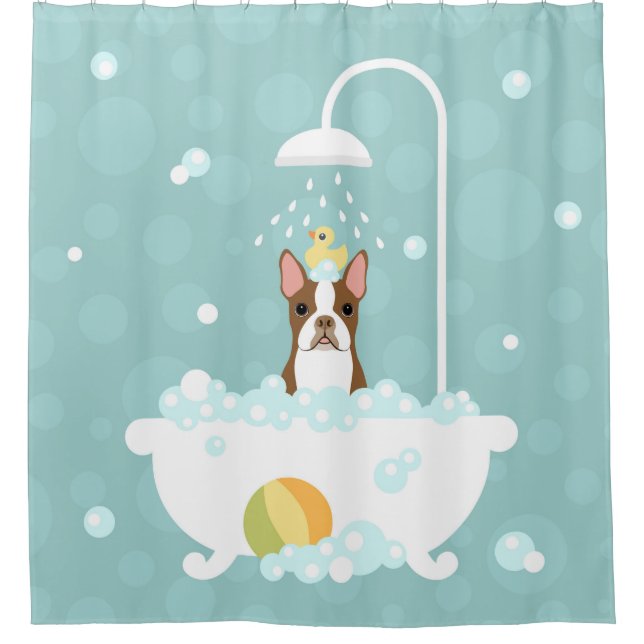 Boston Terrier Shower Curtain (Front)
