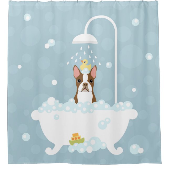 Boston Terrier Shower Curtain (Front)