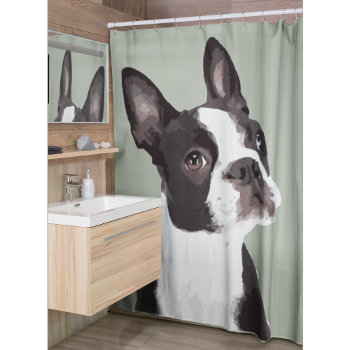 Boston Terrier Shower Curtain by TheShirtBox at Zazzle