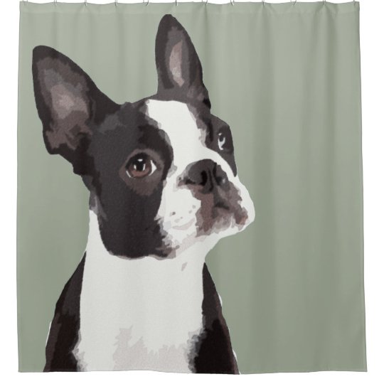 Boston Terrier Shower Curtain Zazzle Com