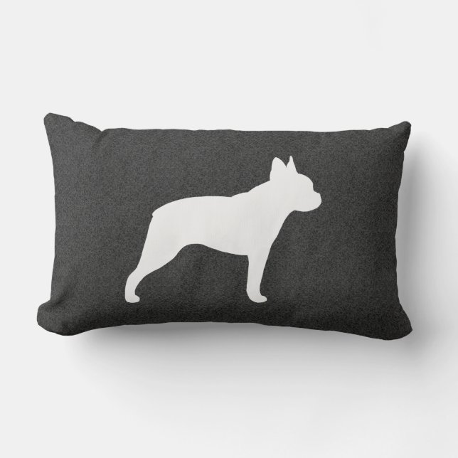 Boston Terrier Silhouette Lumbar Pillow (Front)