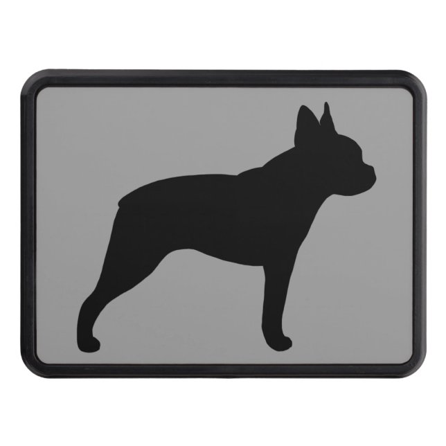 Boston Terrier Silhouette Tow Hitch Cover (Front)