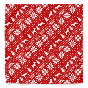 Boston Terrier Silhouettes Christmas Pattern Bandana