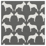 Boston Terrier Silhouettes Grey and White Fabric