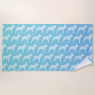 Boston Terrier Silhouettes Pattern Beach Towel