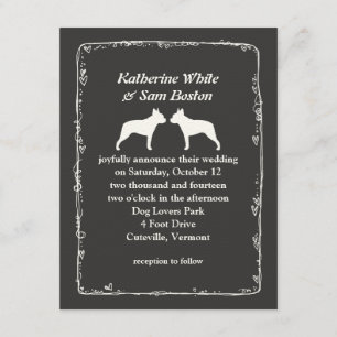 Boston Terrier Silhouettes Wedding Invitation