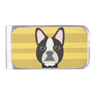Boston Terrier Silver Finish Money Clip