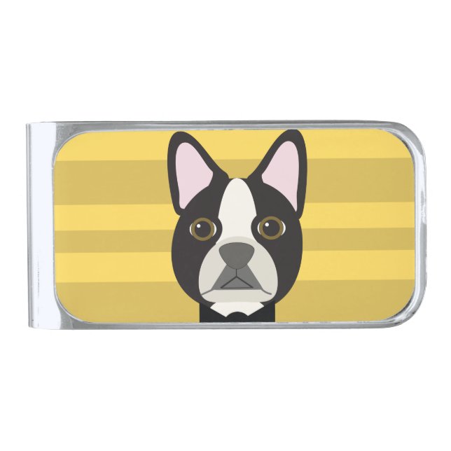 Boston Terrier Silver Finish Money Clip (Front)