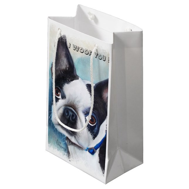 BOSTON TERRIER SMALL GIFT BAG (Front Angled)