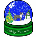 boston terrier snow globe statuette<br><div class="desc">cute holiday ornaments</div>