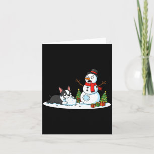 Boston Terrier Snowman Christmas Tree Xmas Womens  Card