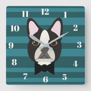 Boston Terrier Square Wall Clock