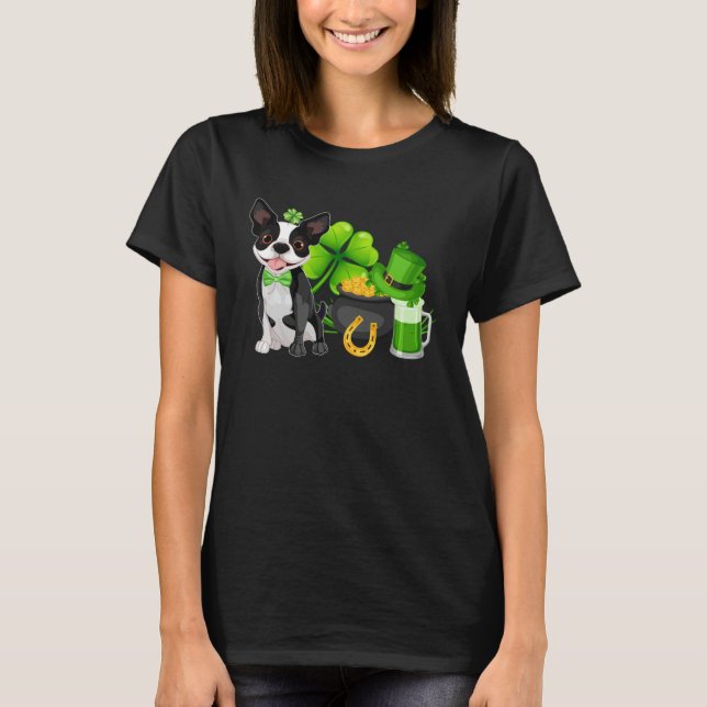 Boston Terrier St Patrick s Day Irish C  Dog T-Shirt (Front)