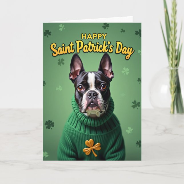 Boston Terrier St Patricks Day Card (Front)