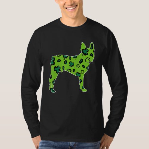 Boston Terrier St Patricks Day Leopard Shamrock T_Shirt