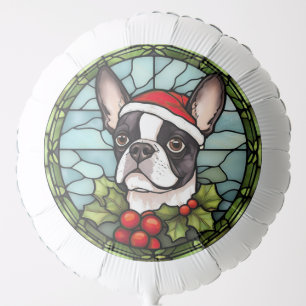 Boston Terrier Stained Glass Christmas Balloon