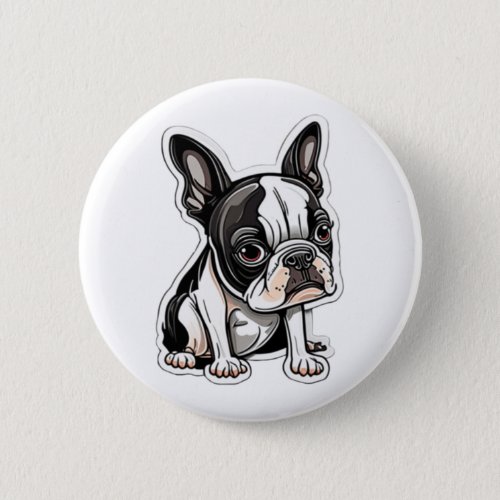 Boston Terrier sticker design Button