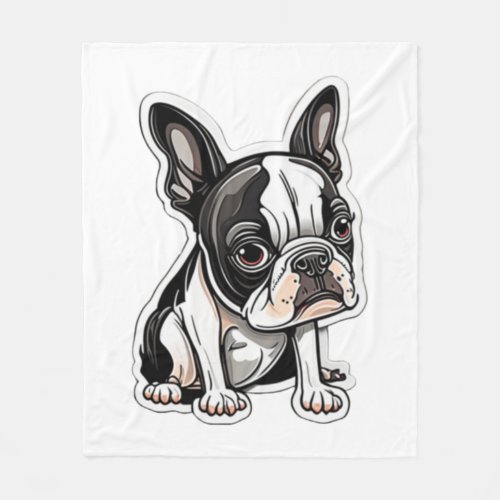 Boston Terrier sticker design Fleece Blanket