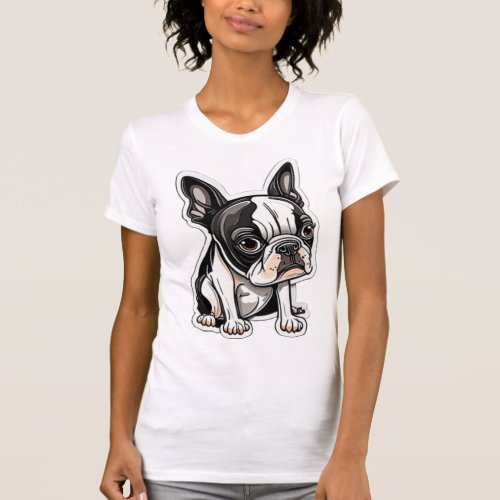 Boston Terrier sticker design T_Shirt