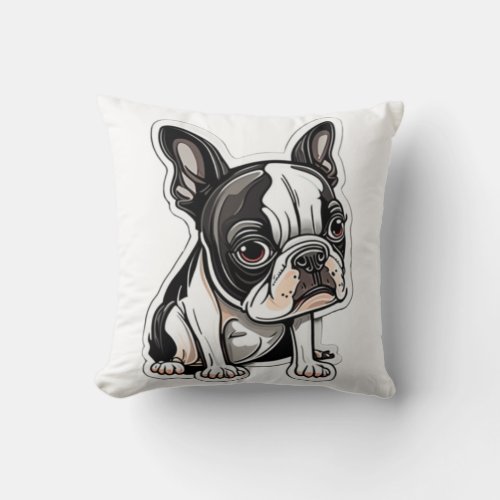 Boston Terrier sticker design Throw Pillow