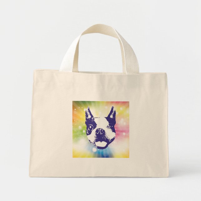 Boston Terrier Sunburst Mini Tote Bag (Front)