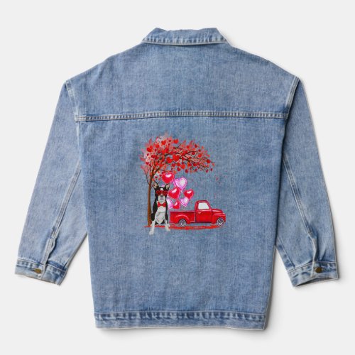 Boston Terrier Sunglasses Hearts Tree Pickup Truck Denim Jacket